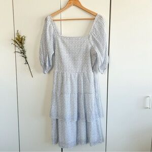 Kings Road White Floral Tiered Midi Dress • Sz XL